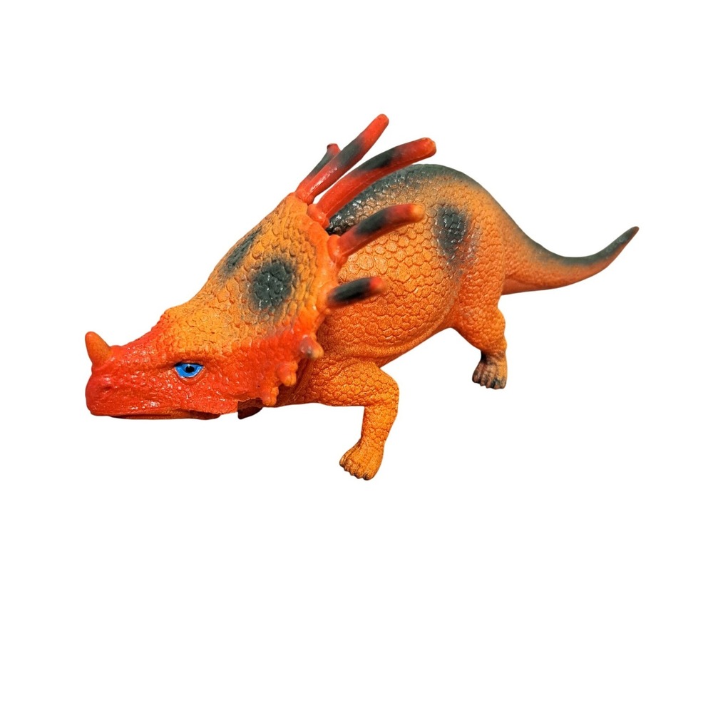 Vintage Protoceratops Dinosaur Orange Blue Eyes Toy Figure Collectible - Picture 1 of 5